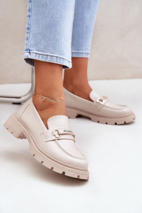 Mokasyny Model Savethira CM06P Beige - Step in style Mokasyny Model Savethira CM06P Beige - Step in style