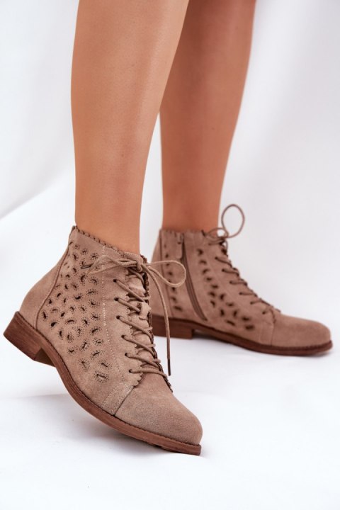 Botki Model S.Barski HY51-185 Beige - Step in style Botki Model S.Barski HY51-185 Beige - Step in style