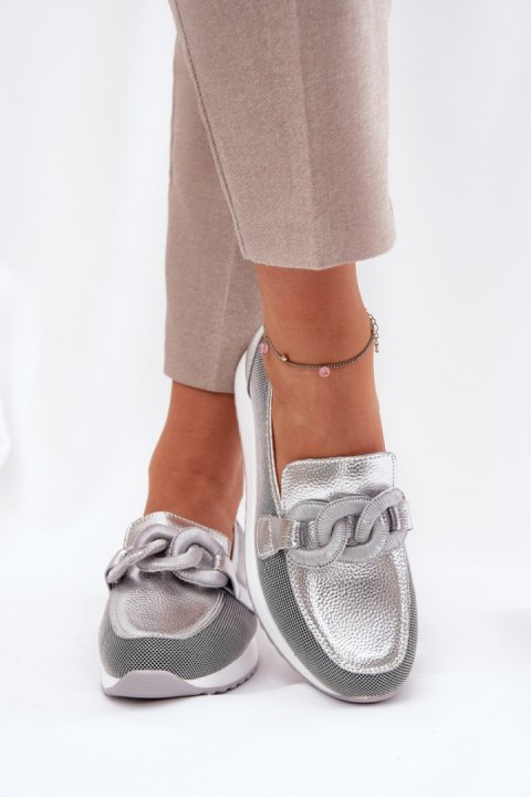 Mokasyny Model DA LR51-966 Silver - Step in style Mokasyny Model DA LR51-966 Silver - Step in style