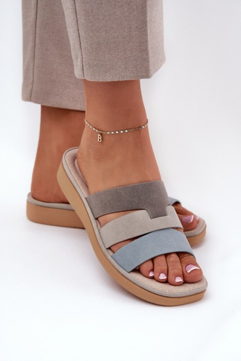 Sandał Klapki Model Oxena 834369 Beige/Blue - Step in style Sandał Klapki Model Oxena 834369 Beige/Blue - Step in style