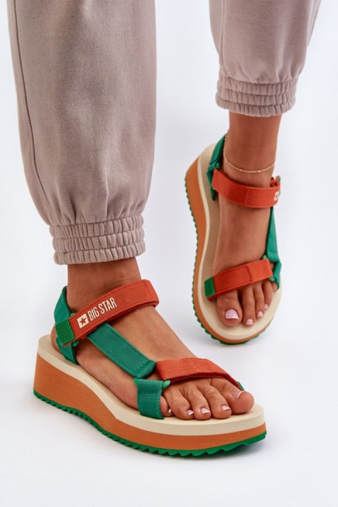 Sandały Model Big Star NN274A053 Green/Orange - Step in style Sandały Model Big Star NN274A053 Green/Orange - Step in style