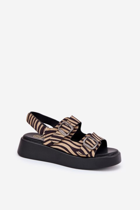 Sandały Model Genorre MAN0888 Zebra Beige/Black - Step in style Sandały Model Genorre MAN0888 Zebra Beige/Black - Step in style