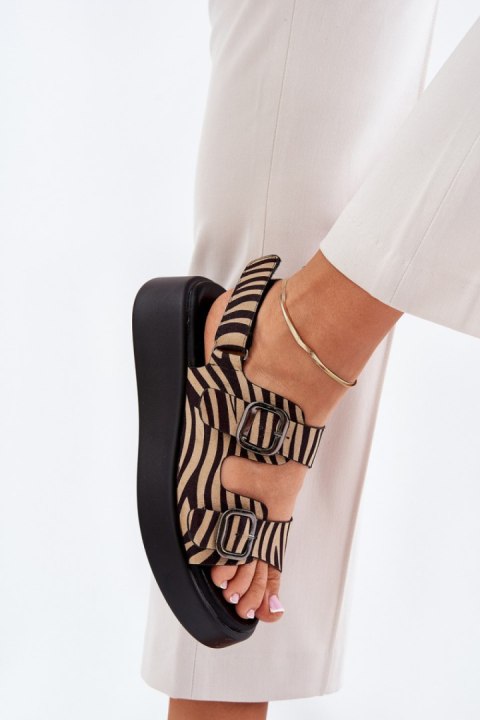 Sandały Model Genorre MAN0888 Zebra Beige/Black - Step in style Sandały Model Genorre MAN0888 Zebra Beige/Black - Step in style