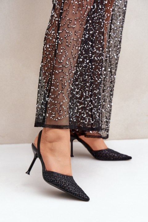 Szpilki Model Berilae B1639-202 Black Brokat - Step in style Szpilki Model Berilae B1639-202 Black Brokat - Step in style