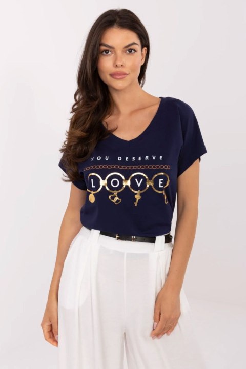 Tshirt Damski Model CLM-TS-1729.86 Navy - Factory Price Tshirt Damski Model CLM-TS-1729.86 Navy - Factory Price