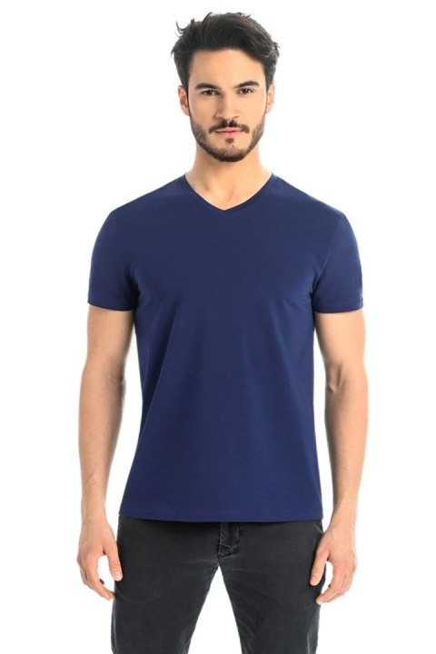 T-shirt Męski Model Dany V 1503 Navy - Teyli T-shirt Męski Model Dany V 1503 Navy - Teyli