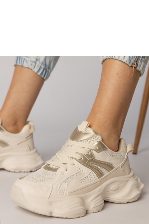 Buty Sportowe Model Sandra 88218 Beige/Gold - PRIMO Buty Sportowe Model Sandra 88218 Beige/Gold - PRIMO