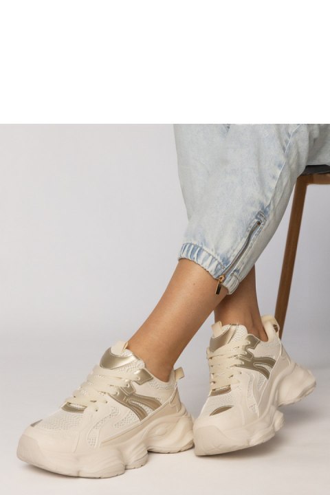 Buty Sportowe Model Sandra 88218 Beige/Gold - PRIMO Buty Sportowe Model Sandra 88218 Beige/Gold - PRIMO