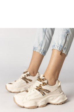 Buty Sportowe Model Sandra 88218 Beige/Panterka - PRIMO