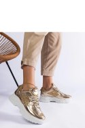Złote sneakersy damskie z brokatowymi wstawkami Caraballo - Solea