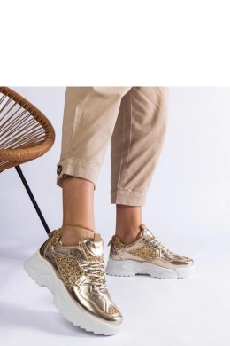 Złote sneakersy damskie z brokatowymi wstawkami Caraballo - Solea
