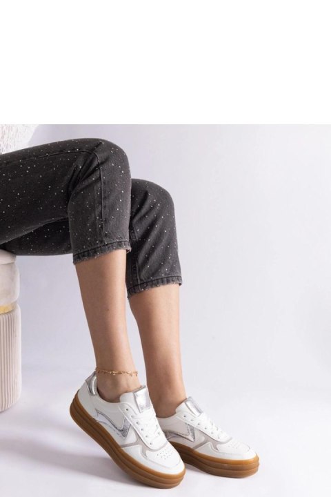 Biało-srebrne sneakersy na gumowej podeszwie Quica - Solea Biało-srebrne sneakersy na gumowej podeszwie Quica - Solea