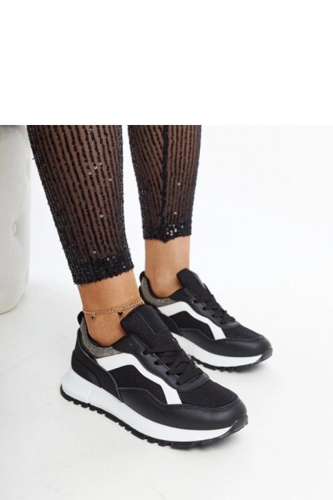 Czarne sneakersy na platformie z brokatem Evelia - Solea Czarne sneakersy na platformie z brokatem Evelia - Solea