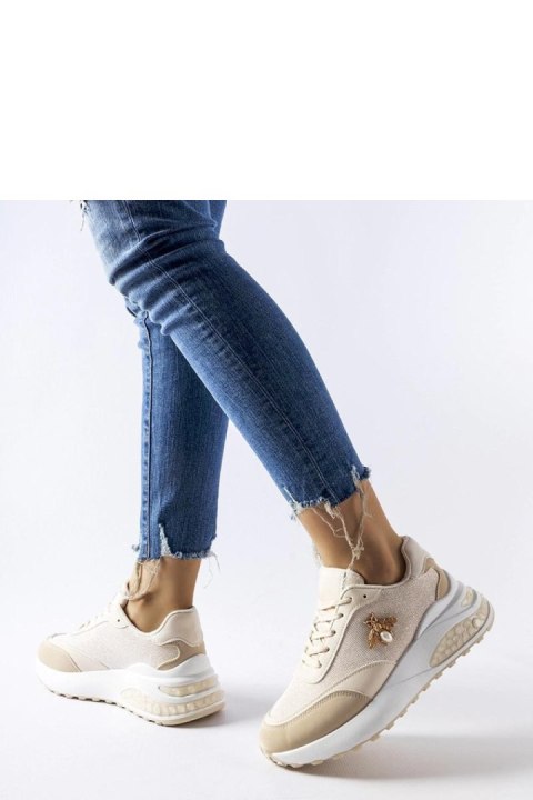 Beżowo-białe sneakersy z ozdobną nitką Acciano - Solea Beżowo-białe sneakersy z ozdobną nitką Acciano - Solea