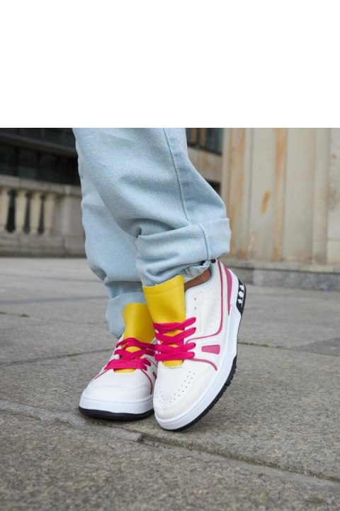 Biało-różowe sneakersy z żółtym językiem Archie - Solea Biało-różowe sneakersy z żółtym językiem Archie - Solea