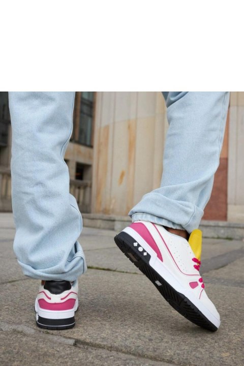 Biało-różowe sneakersy z żółtym językiem Archie - Solea Biało-różowe sneakersy z żółtym językiem Archie - Solea