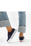 Granatowe damskie trampki na grubej podeszwie CROSS JEANS - Solea