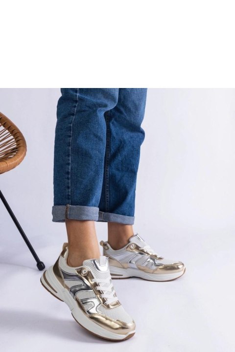 Materiałowe sneakersy sportowe ze złotymi wstawkami Elayne - Solea Materiałowe sneakersy sportowe ze złotymi wstawkami Elayne - Solea